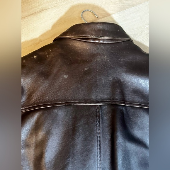 GOLDEN HAWK Vintage Brown Leather Button Up Moto Coat Removable Lining Men’s 2XL - Picture 12 of 16